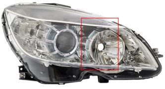 PHARE MERCEDES CLASE C (W204) 2007-2007 CERCLE DE DÉTAIL TRANSPARENT / DROIT