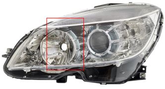 PHARE MERCEDES CLASE C (W204) 2007-2007 CERCLE DE DÉTAIL TRANSPARENT / GAUCHE