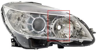 PHARE MERCEDES CLASE C (W204) 2007-2011 CERCLE DE DÉTAIL CHROMÉ / DROIT