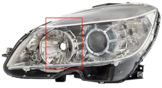 PHARE MERCEDES CLASE C (W204) 2007-2011 CERCLE DE DÉTAIL CHROMÉ / GAUCHE