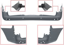 PARE-CHOCS MERCEDES VITO (W447) 2014-> ARRIÈRE / CHASSIS LONG / AVEC 6 CAPTEUR / AVEC SUPPORTS DISPOSITIF VISUEL D'ANGLE MORT / AVEC APPRET