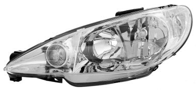 PHARE AVANT PEUGEOT 206 1998-2008 OPTIQUE DOUBLE / LAMPE H7+H7 / GAUCHE