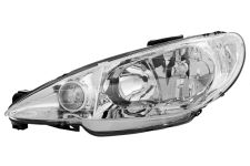 PHARE AVANT PEUGEOT 206 1998-2008 OPTIQUE DOUBLE / LAMPE H1+H7 / GAUCHE
