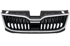 GRILLE SKODA OCTAVIA 2017-2020 FACE AVANT / NOIRE BRILLANTE / CONTOUR CHROMÉ