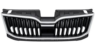 GRILLE SKODA OCTAVIA 2017-2020 FACE AVANT / NOIRE BRILLANTE / CONTOUR CHROMÉ
