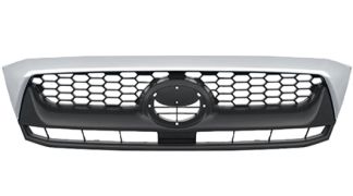 GRILLE TOYOTA HILUX 2008-2011 FACE AVANT / 2WD / GRIS / AVEC MOULURE SUPÉRIEURE CHROMÉE 