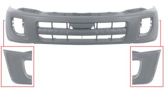 PARE-CHOCS TOYOTA RAV4 2000-2003 AVANT / AVEC ANTIBROUILLARDS / AVEC MOULURE AILE / AVEC APPRET