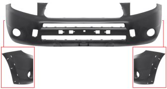 PARE-CHOCS TOYOTA RAV4 2006-2009 AVANT / AVEC ANTIBROUILLARDS / AVEC MOULURE AILE 