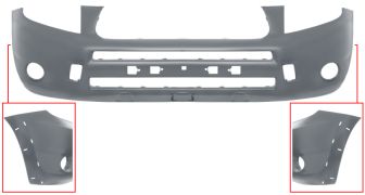 PARE-CHOCS TOYOTA RAV4 2006-2009 AVANT / AVEC ANTIBROUILLARDS / AVEC MOULURE AILE / AVEC APPRET