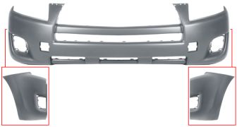 PARE-CHOCS TOYOTA RAV4 2009-2010 AVANT / SANS MOULURE AILE / AVEC APPRET