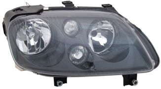 PHARE AVANT VOLKSWAGEN CADDY 2004-2010 BASE NOIRE / LAMPES H7+H7 / DROIT