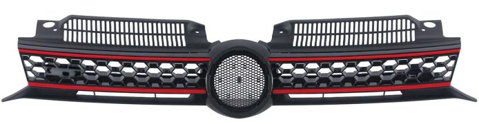 GRILLE VOLKSWAGEN GOLF VI 2008-2012 FACE AVANT / MODÈLE GTI / GTD / NOIRE / ROUGE / CHROMÉE 