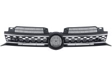 GRILLE VOLKSWAGEN GOLF VI 2008-2012 FACE AVANT / MODÈLE GTI / GTD / NOIRE / AVEC MOULURES CHROMÉES 