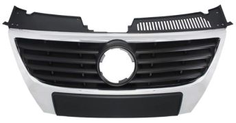 GRILLE VOLKSWAGEN PASSAT 2005-2010 FACE AVANT / LOGO 150MM / MOULURE NOIRE / CONTOUR CHROMÉ