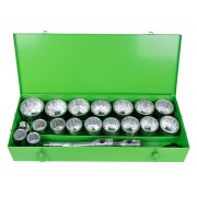 COFFRET METALIQUE DE DOUILLES  22 PIÈCES CLIQUET DE 1