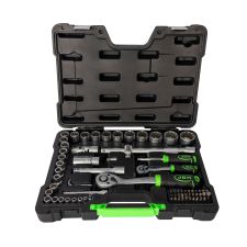 COFFRET D'OUTILS AVEC DOUILLES 12 PANS 74 PIECES