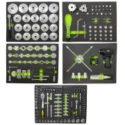 JEU DE 5 AUGES POUR L'ARMOIRE AVEC DES OUTILS POUR LE REMPLACEMENT D'HUILE