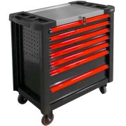 ARMOIRE À ROULEAUX XL AVEC 7 TIROIRS VIDES - ROUGE