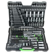 COFFRET D'OUTILS AVEC DOUILLES HEXAGONALES 216 PIÈCES - ZINGUÉ