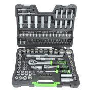 COFFRET D'OUTILS AVEC DOUILLES 12 PANS 113 PIÈCES - ZINGUÉ