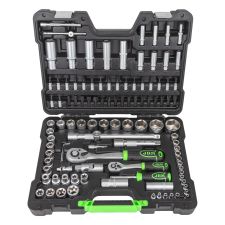 COFFRET D'OUTILS AVEC DOUILLES HEXAGONALES 108 PIÈCES - ZINGUÉ