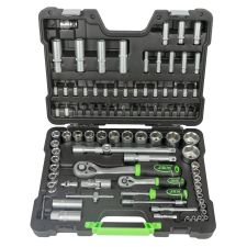 COFFRET D'OUTILS AVEC DOUILLES HEXAGONALES 94 PIÈCES - ZINGUÉ