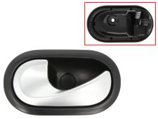 POIGNÉE DE PORTE INTERIEURE DACIA LOGAN 2008-2013 POUR CLIP / AVEC LEVIER ARGENT / BASE NOIRE / AVANT GAUCHE
