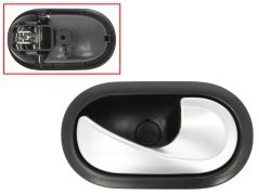 POIGNÉE DE PORTE INTERIEURE DACIA SANDERO 2008-2013 POUR CÂBLE / AVEC LEVIER ARGENT / BASE NOIRE / AVANT DROITE
