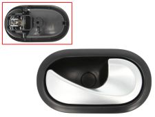 POIGNÉE DE PORTE INTERIEURE RENAULT CLIO 2005-2009 POUR CÂBLE / AVEC LEVIER ARGENT / BASE NOIRE / AVANT DROITE