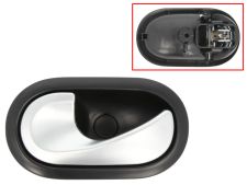 POIGNÉE DE PORTE INTERIEURE RENAULT CLIO 2005-2009 POUR CÂBLE / AVEC LEVIER ARGENT / BASE NOIRE / AVANT GAUCHE