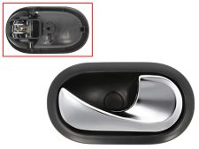 POIGNÉE DE PORTE INTERIEURE RENAULT CLIO 2005-2009 POUR CÂBLE / AVEC LEVIER CHROMÉE / BASE NOIRE / AVANT DROITE