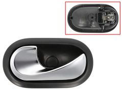 POIGNÉE DE PORTE INTERIEURE DACIA SANDERO 2008-2013 POUR CÂBLE / AVEC LEVIER CHROMÉE / BASE NOIRE / AVANT GAUCHE