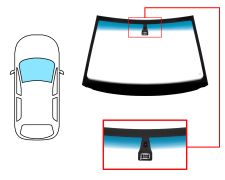 PARE-BRISE ALFA ROMEO 166 1997-2003 / AVANT / VERT BANDE BLEUE / AVEC BASE MIROIR / AVEC CAPTEUR