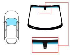 PARE-BRISE CHEVROLET AVEO 2011-2016 AVANT / VERT BANDE BLEUE / AVEC BASE MIROIR
