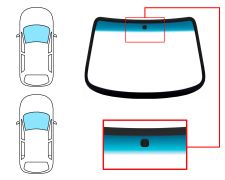 PARE-BRISE DAEWOO KALOS 2002-2005 3/5 PORTES / AVANT / VERT BANDE BLEUE / AVEC BASE MIROIR