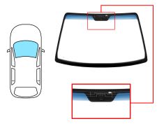 PARE-BRISE DAEWOO NUBIRA 2003-2005 4 PORTES / BREAK / AVANT / VERT BANDE BLEUE / AVEC BASE MIROIR / ANTENNE