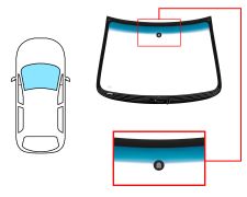 PARE-BRISE CHEVROLET SPARK 2010-2013 AVANT / VERT BANDE BLEUE / AVEC BASE MIROIR / VERRE CHAUFFANT 