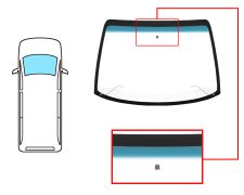 PARE-BRISE CHRYSLER GRAND VOYAGER 2001-2005 AVANT / VERT BANDE BLEUE / CHAUFFANT 4 CÂBLES / AVEC BASE MIROIR / JOINTS PRÉMONTÉS 