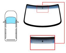 PARE-BRISE CITROEN BERLINGO 1996-2002 AVANT / VERT BANDE BLEUE / AVEC BASE MIROIR