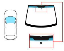 PARE-BRISE CITROEN C1 2006-2009 3/5 PORTES / AVANT / VERT BANDE BLEUE / AVEC BASE MIROIR