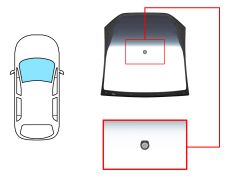 PARE-BRISE CITROEN C3 2010-2013 MODÈLE PANORAMIQUE / AVANT / VERT BANDE GRISE / AVEC BASE MIROIR / JOINTS PRÉMONTÉS