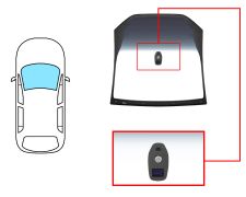 PARE-BRISE CITROEN C3 2013-2016 MODÈLE PANORAMIQUE / AVANT / VERT BANDE GRISE / AVEC BASE MIROIR / AVEC CAPTEUR / JOINTS PRÉMONTÉS