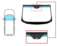 PARE-BRISE FIAT QUBO 2008-2016 AVANT / VERT BANDE BLEUE / AVEC BASE MIROIR 
