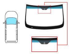 PARE-BRISE OPEL COMBO 2012-2018 AVANT / FENÊTRE VIN PETITE / VERT BANDE BLEUE / AVEC BASE MIROIR 