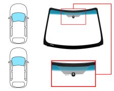 PARE-BRISE FORD FOCUS 2005-2008 3/4/5 PORTES / BREAK / CABRIOLET / AVANT / VERT BANDE BLEUE / AVEC BASE MIROIR / SERIGRAPHIÉ / JOINTS PRÉMONTÉS