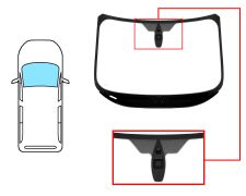 PARE-BRISE FORD TRANSIT CONNECT 2014-2018 AVANT / VERT / AVEC BASE MIROIR / SUPPORT APPEL URGENCE / JOINTS PRÉMONTÉS