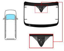 PARE-BRISE FORD TRANSIT 2014-2019 CABINE HAUTE / AVANT / VERT / CHAUFFANT / AVEC BASE MIROIR / AVEC CAPTEUR / SUPPORT APPEL URGENCE / JOINTS PRÉMONTÉS PRÉMONTÉS