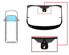PARE-BRISE FORD TRANSIT CUSTOM 2013-2018 AVANT / VERT / CHAUFFANT / AVEC BASE MIROIR / AVEC CAPTEUR / AVEC SUPPORT CAMÉRA / JOINTS PRÉMONTÉS