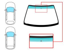 PARE-BRISE ROVER 45 2000-2005 4/5 PORTES / AVANT / VERT BANDE VERTE / AVEC BASE MIROIR / JOINTS PRÉMONTÉS 
