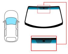 PARE-BRISE HYUNDAI COUPE 2002-2007 AVANT / VERT BANDE BLEUE / AVEC BASE MIROIR